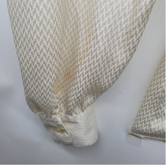 St. John Vintage Cream Jacquard High‎ Bow Neck Long Sleeve Button Up Blouse - Picture 13 of 15